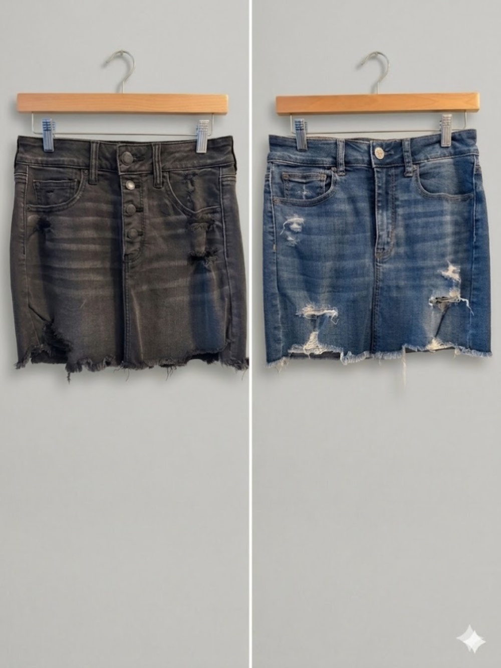 NWOT American Eagle Hi-Rise Mini Skirt Bundle - Blue & Black Distressed - Size 6